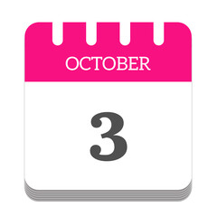October 3 calendar flat icon
