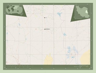 South Khorasan, Iran. OSM. Labelled points of cities