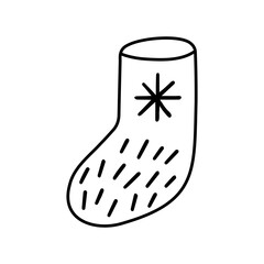 Doodle Russian felt boot isolated on white background.