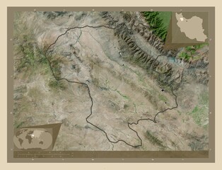Zanjan, Iran. High-res satellite. Major cities