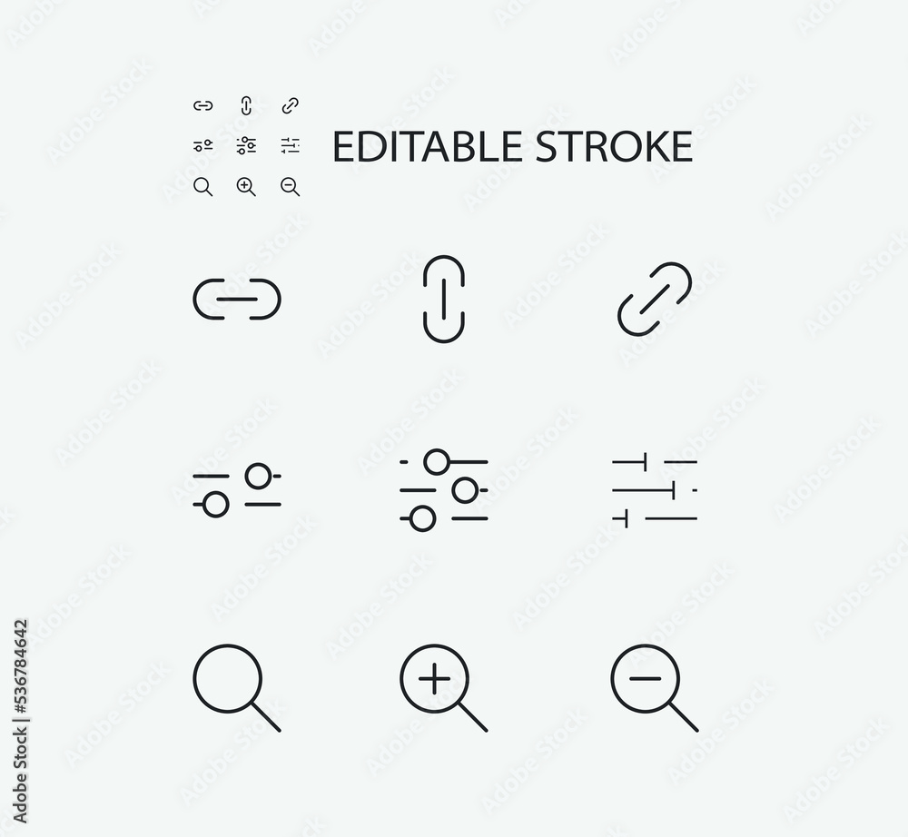 Poster simple set of technology related vector line icons. contains such icons as link and search and more.