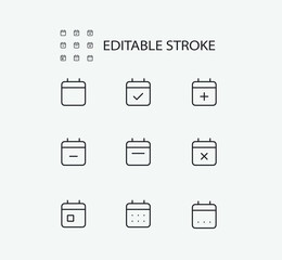 Simple Set of Calendar Related Vector Line Icons. Contains such Icons as Date  and more. Editable Stroke. 72x72 Pixel Perfect.