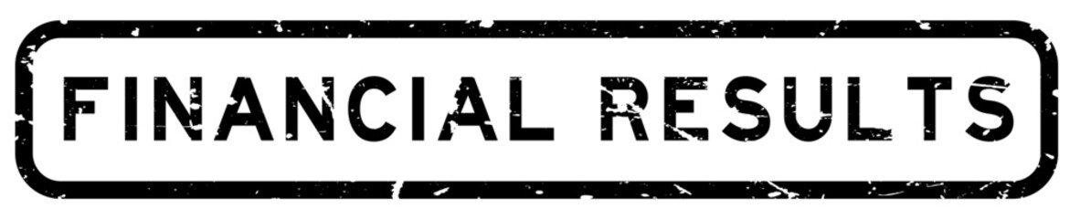Grunge black financial results word square rubber seal stamp on white background