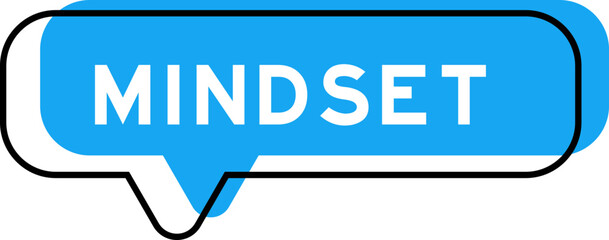 Speech banner and blue shade with word mindset on white background