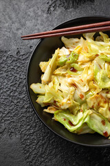 Stir Fried Cabbage with soy sauce, vinegar and garlic