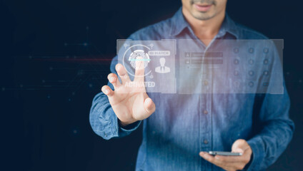 Scan fingerprint or for digital processing biometric identification to access security systems, and encryption, secure access to user's personal information, secure Internet access, and cybersecurity