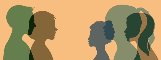 Parents and children. Drawing of a human silhouette.
Family, adolescent psychology, family relations between relatives.