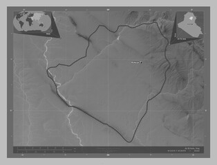 At-Ta'mim, Iraq. Grayscale. Labelled points of cities