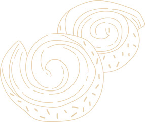 Rolls Pastry Puff Line Illustration