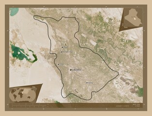 Babil, Iraq. Low-res satellite. Labelled points of cities