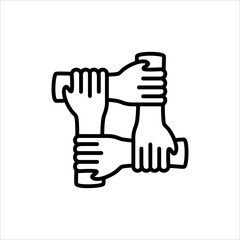 Art illustration icon logo charity and solidarity symbol of hand in hand
