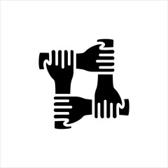 Art illustration icon logo charity and solidarity symbol of hand in hand
