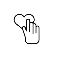 Art illustration icon logo charity and solidarity symbol of hand and love heart
