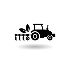Tractor isolated icon logo with shadow