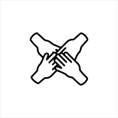 Art illustration icon logo charity and solidarity symbol of hand in hand
