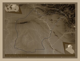 Ninawa, Iraq. Sepia. Major cities