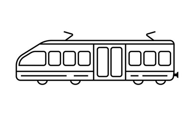 Modern passenger wagon train / locomotive line icon vector illustration