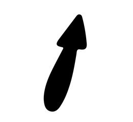 Black bold arrow pointing up. Black and white sketch, logo, clipart, icon, icon, template. Isolated object on a white background.