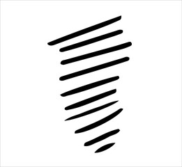 Horizontal stripes, lines, dashes. Black and white sketch, logo, clipart, icon, icon, template. Isolated object on a white background. Vector image.