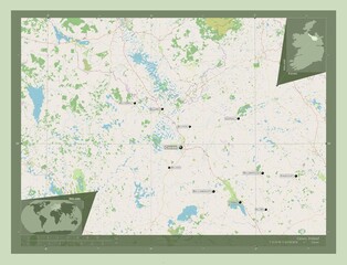 Cavan, Ireland. OSM. Labelled points of cities