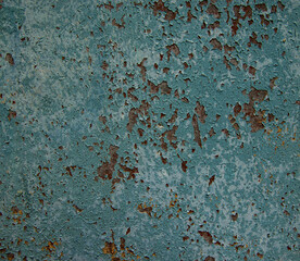 grunge background: old cracked blue paint