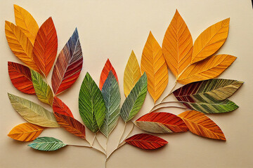 Colorful paper art leaves of autumn