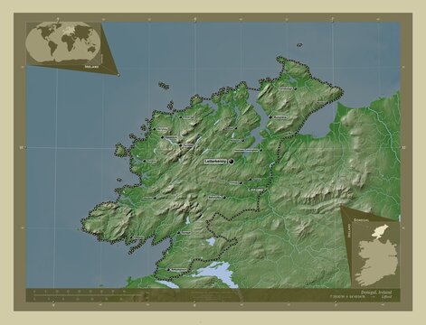 Donegal, Ireland. Wiki. Labelled points of cities