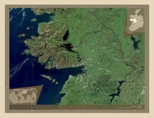 Galway, Ireland. High-res satellite. Labelled points of cities