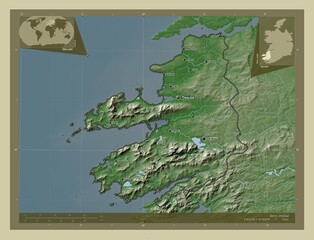 Kerry, Ireland. Wiki. Labelled points of cities