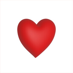 Red heart 3d simple icon. Love Heart. Valentine's day sign. Big Red Heart on white background. Ideal for Valentines Day.