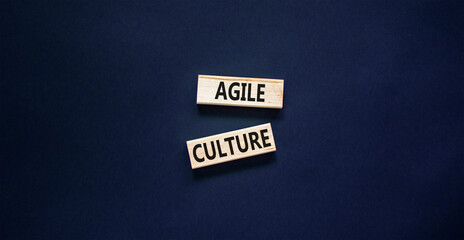 Agile culture symbol. Concept words Agile culture on wooden blocks. Beautiful black table black background. Business flexible and agile culture concept. Copy space.