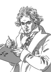 Beethoven, Ludwig van  1770-1827, based on  Joseph Karl Stieler's painting, 1819-1820 - obrazy, fototapety, plakaty