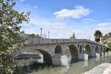 Gorica Bridge in the museum city of Berat. 