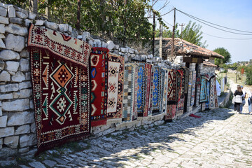  Tourist in the old alleys of the 2400-year-old city of Berat, Albania