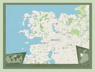 Mayo, Ireland. OSM. Labelled points of cities