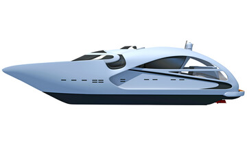 Luxury Yacht 3D rendering on white background