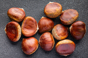 edible chestnuts delicious snack healthy meal food snack diet on the table copy space food background rustic top view