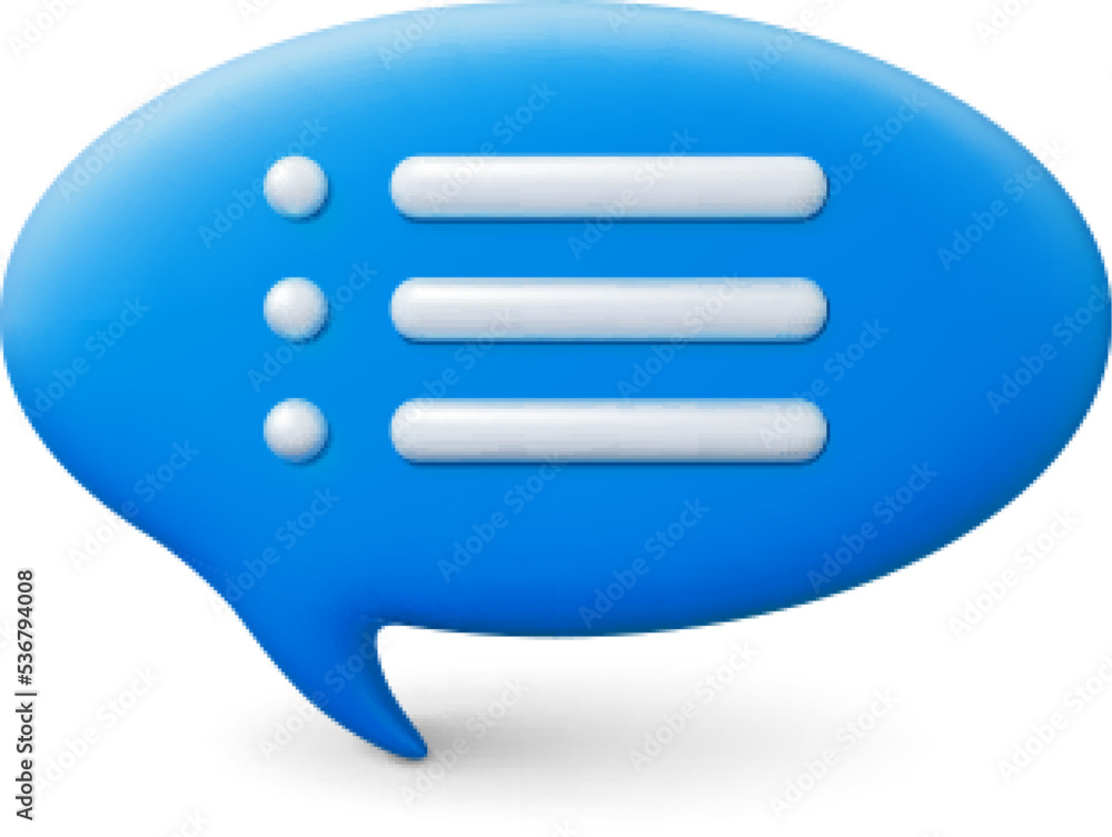 Poster speech bubble 3d element. blue render imitation vector message balloon. dialog, chat conversation, s