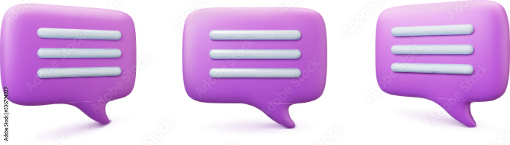 Poster voice balloons 3d emblems. message network speech bubbles, different talk boxes. text, comment or di