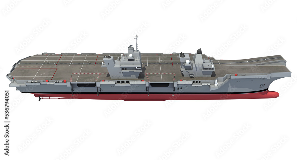 Wall mural aircraft carrier military vessel 3d rendering on white background