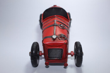Vintage red toy racing car