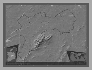 Offaly, Ireland. Bilevel. Labelled points of cities