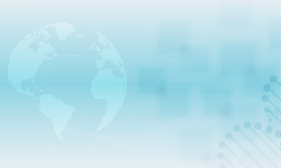 Abstract technology background. Abstract global planet earth and square and DNA digital, DNA spiral, molecule structure on background Illustration vector abstract global planet earth and DNA spiral