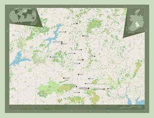 Tipperary, Ireland. OSM. Labelled points of cities