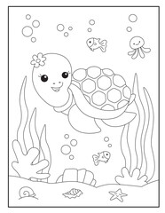 Turtle coloring pages for kids