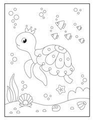 Turtle coloring pages for kids