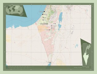 HaDarom, Israel. OSM. Labelled points of cities