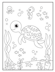 Turtle coloring pages for kids