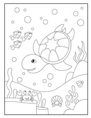 Turtle coloring pages for kids