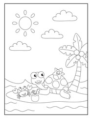 Turtle coloring pages for kids